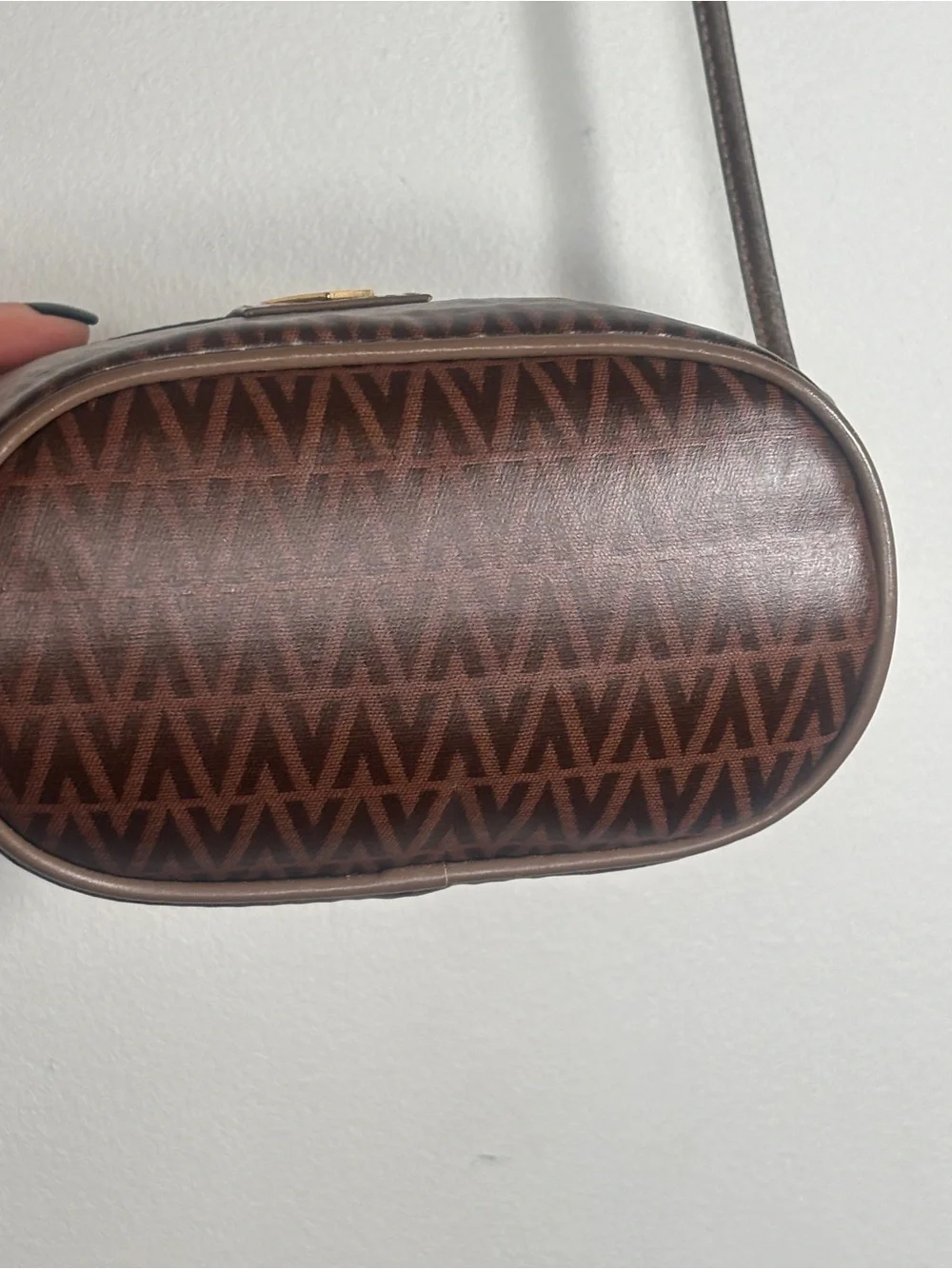 Mario Valentino Brown and Taupe Monogram Crossbody